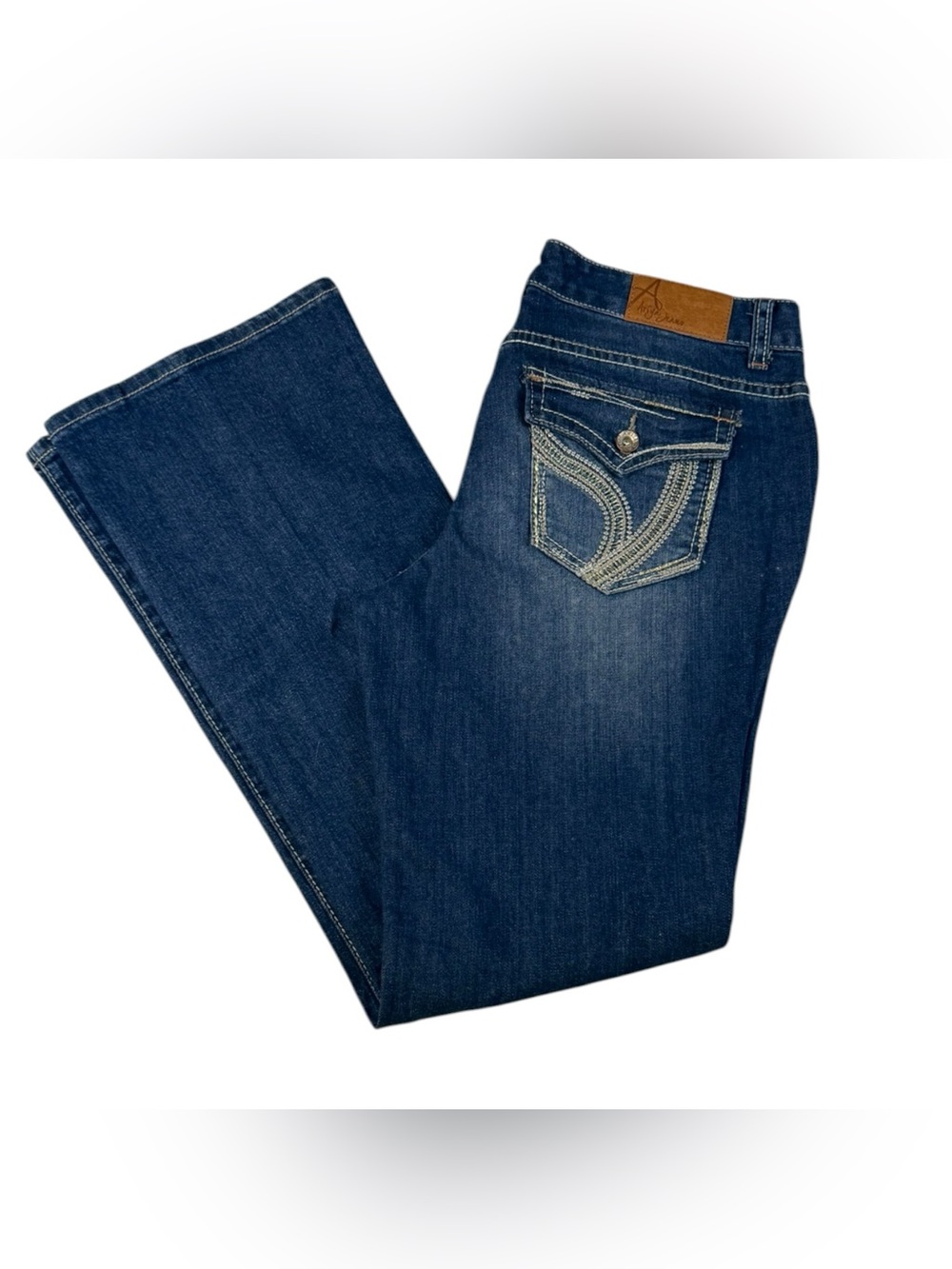 Ariya Jeans Womens 15/16 Bootcut Distressed Flap Pocket Medium Wash